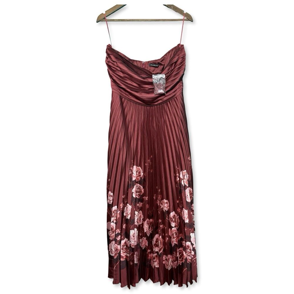 Abercrombie & Fitch Giselle Strapless Satin Maxi Dress | Size L | Rose Floral NW - Picture 10 of 12